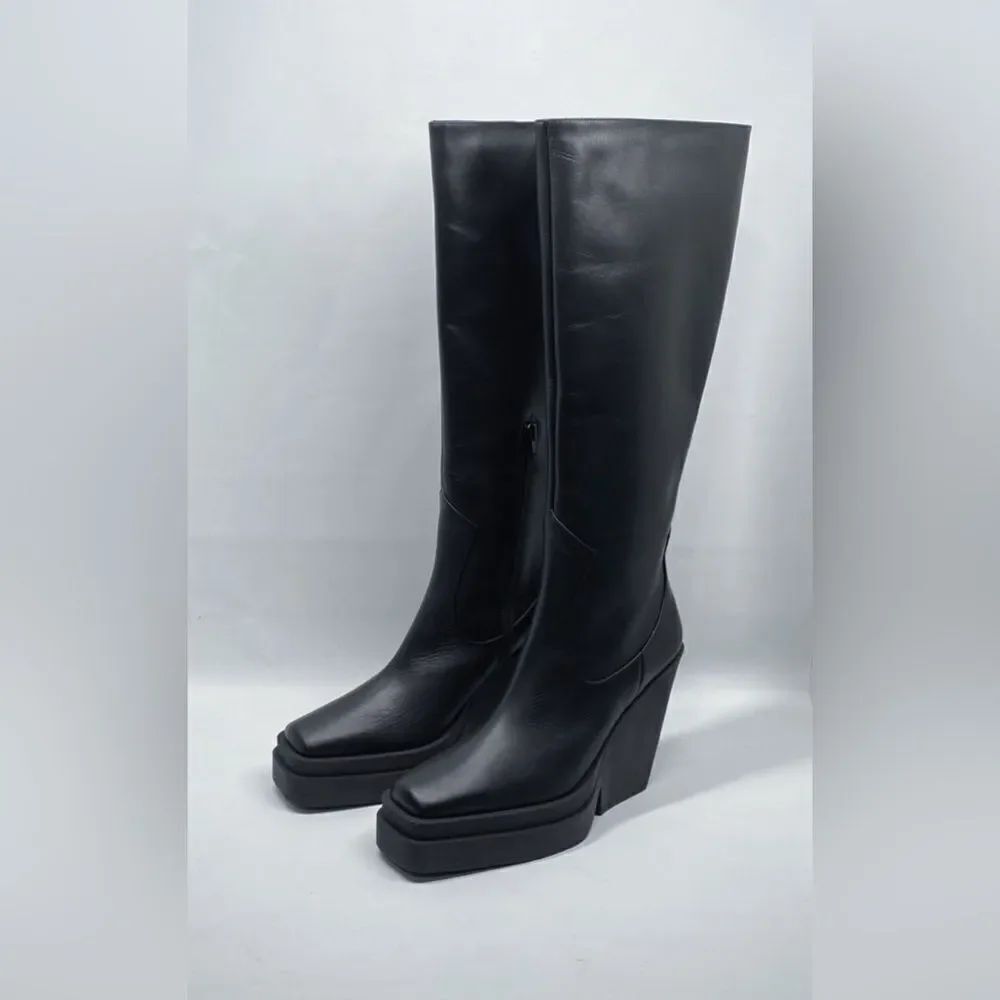 Gia Borghini  Texan Leather Platform Knee-High Boots size 41